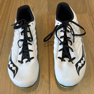 Saucony Spitfire 5 Track/XC Spikes White/Black/Neon Yellow Men's Size 8